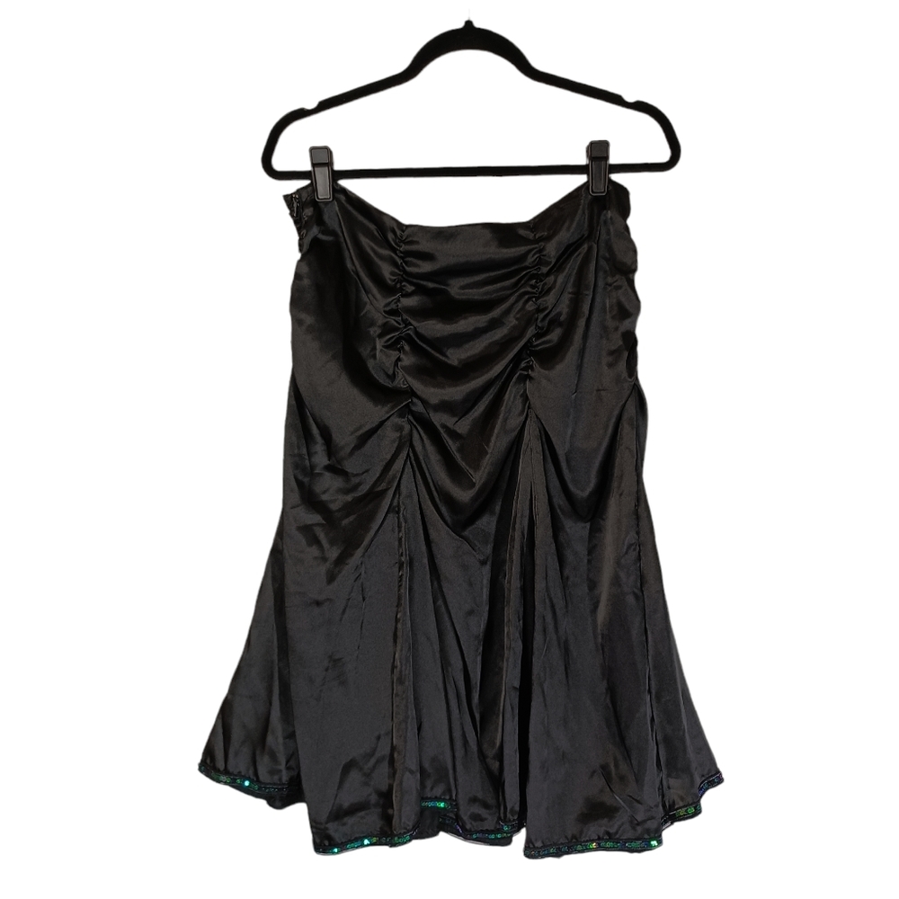 MISS CHIEVOUS Black Ruching Green Sequin Hem Midi Skirt 9